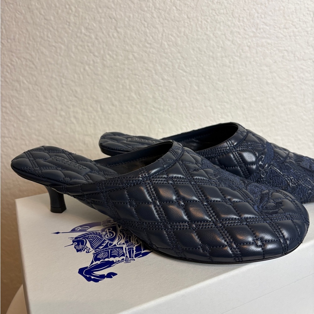 Burberry Elegant Navy Quilted Women's Mules